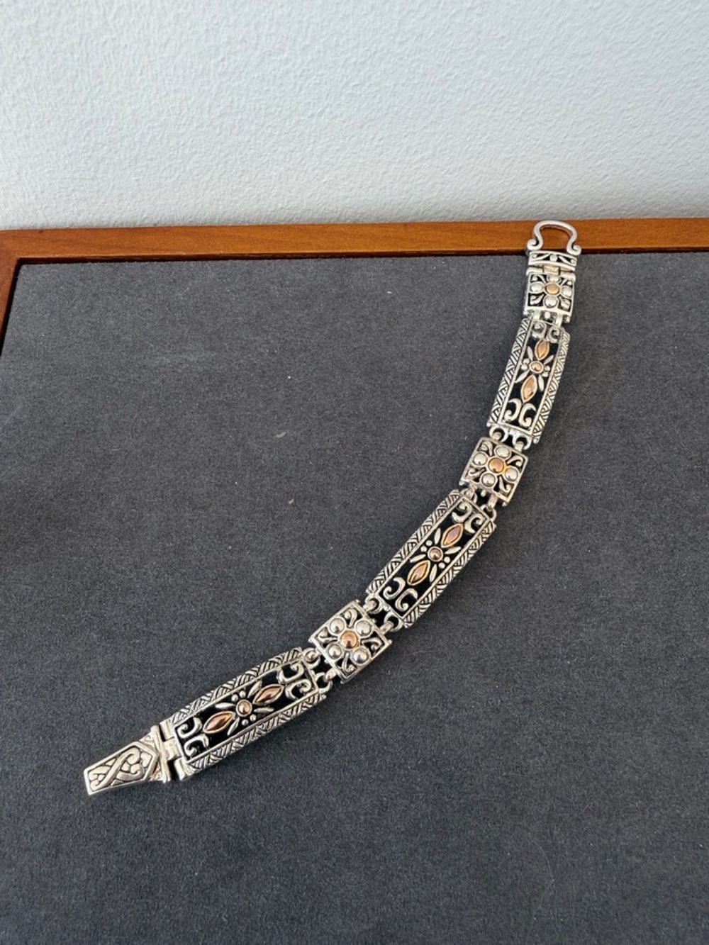 Vintage Silver-Tone Panel Bracelet